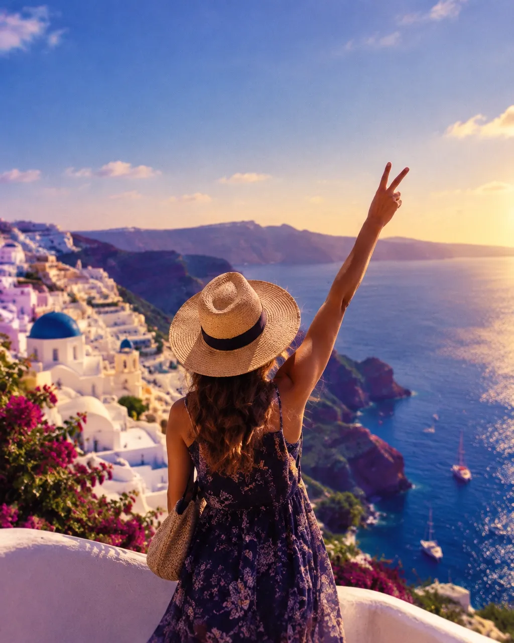 Travel advisor in a wide-brimmed hat overlooking the Mediterranean coast